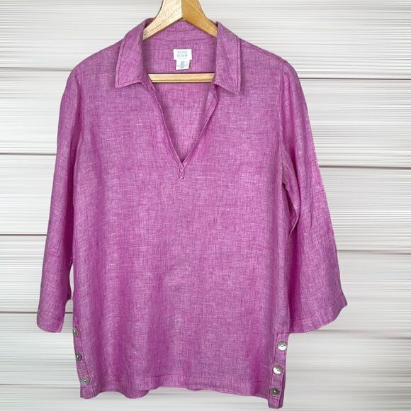 Sigrid Olsen Linen Top Tunic Blouse - Picture 3 of 11